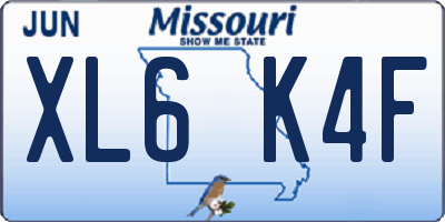 MO license plate XL6K4F