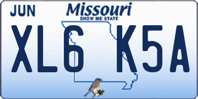 MO license plate XL6K5A