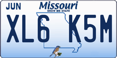 MO license plate XL6K5M