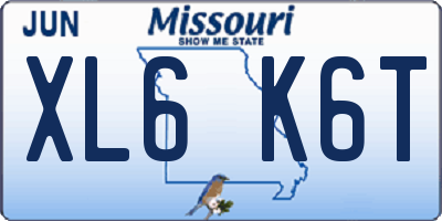 MO license plate XL6K6T