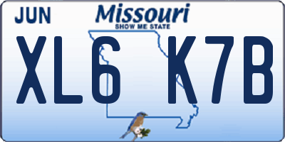 MO license plate XL6K7B