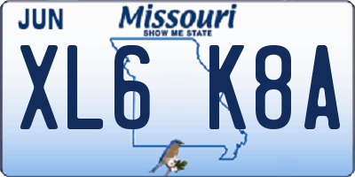 MO license plate XL6K8A