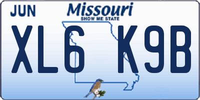 MO license plate XL6K9B