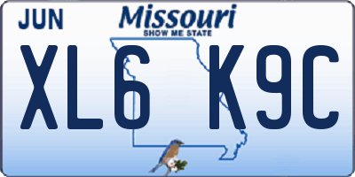 MO license plate XL6K9C