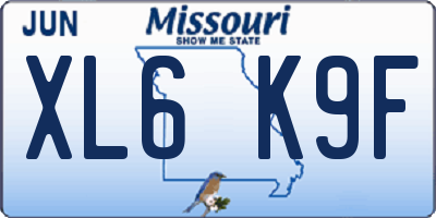 MO license plate XL6K9F