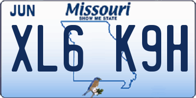 MO license plate XL6K9H