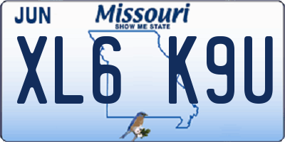 MO license plate XL6K9U