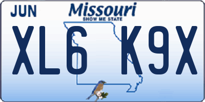 MO license plate XL6K9X