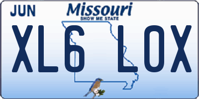 MO license plate XL6L0X