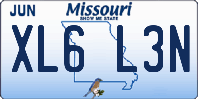 MO license plate XL6L3N