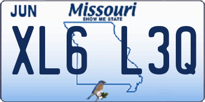 MO license plate XL6L3Q
