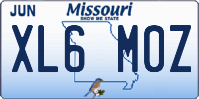 MO license plate XL6M0Z