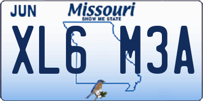 MO license plate XL6M3A