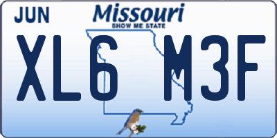 MO license plate XL6M3F