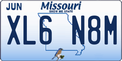 MO license plate XL6N8M