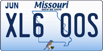 MO license plate XL6O0S