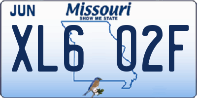 MO license plate XL6O2F