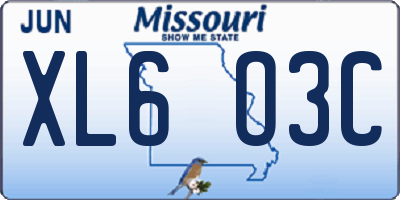 MO license plate XL6O3C