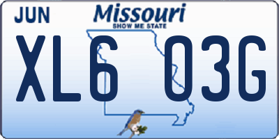MO license plate XL6O3G