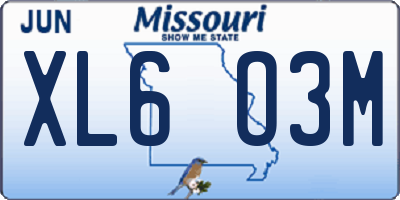 MO license plate XL6O3M