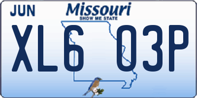MO license plate XL6O3P