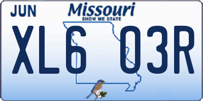 MO license plate XL6O3R