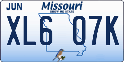 MO license plate XL6O7K
