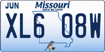 MO license plate XL6O8W