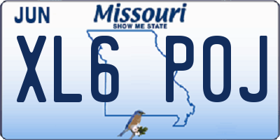 MO license plate XL6P0J