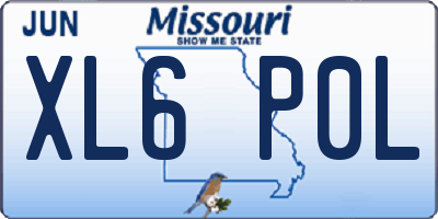 MO license plate XL6P0L