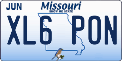 MO license plate XL6P0N