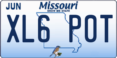 MO license plate XL6P0T