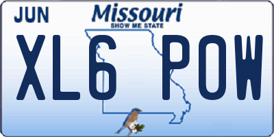 MO license plate XL6P0W