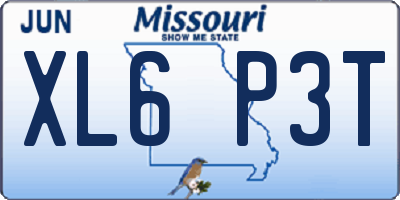 MO license plate XL6P3T