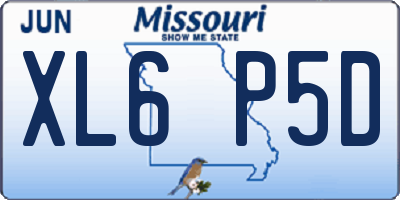 MO license plate XL6P5D