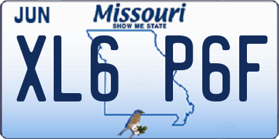 MO license plate XL6P6F
