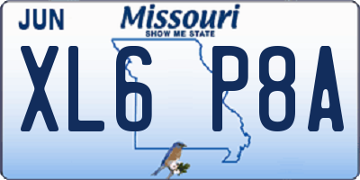 MO license plate XL6P8A