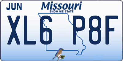 MO license plate XL6P8F
