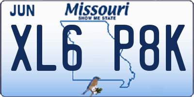 MO license plate XL6P8K