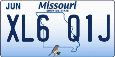 MO license plate XL6Q1J
