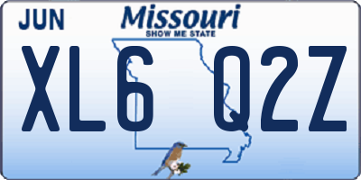 MO license plate XL6Q2Z