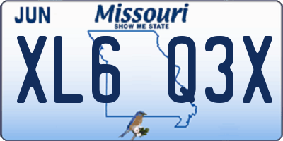MO license plate XL6Q3X