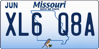 MO license plate XL6Q8A