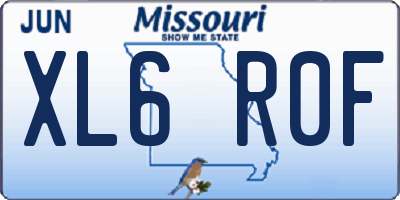 MO license plate XL6R0F
