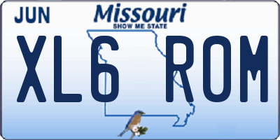 MO license plate XL6R0M