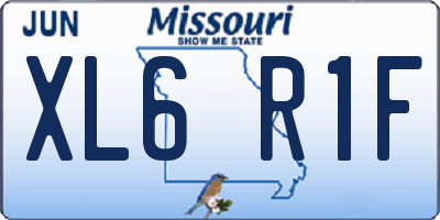 MO license plate XL6R1F