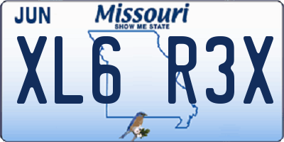 MO license plate XL6R3X