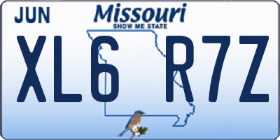 MO license plate XL6R7Z