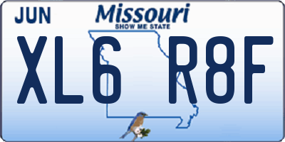 MO license plate XL6R8F