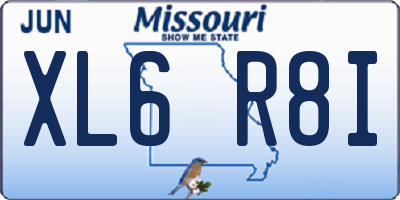 MO license plate XL6R8I